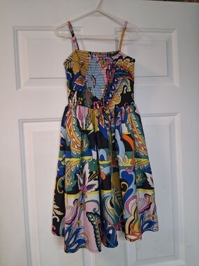 Truth Girls Multicolor Retro Smocked Colorful Sundress Sz 7